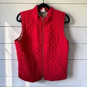 J. Jill Heritage Quilted Vest Red Zip Front Puffer Vest Womens M Petite